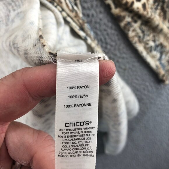 Chicos Cardigan Womens 3 US Extra Large Beige Multi Soft Animal Lace Longline - Picture 7 of 11